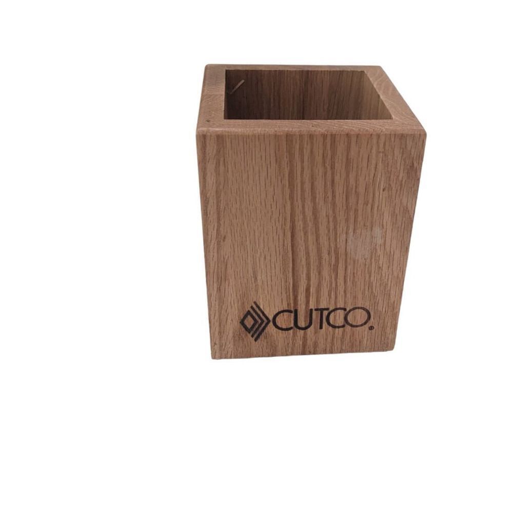 Cutco Oak Wood Utensil Box Block Caddy‎ Container Holder USA Made 4x4x5 Vintage